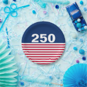250 赤白青アメリカ生誕記念 ペーパープレート (パーティー)