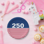 250 赤白青アメリカ生誕記念 ペーパープレート (パーティー)