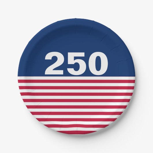 250 赤白青アメリカ生誕記念 ペーパープレート (正面)