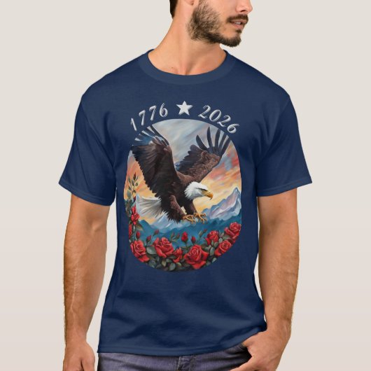 250 Anniversary Eagle Roses Landscape T-Shirt Tシャツ (正面)