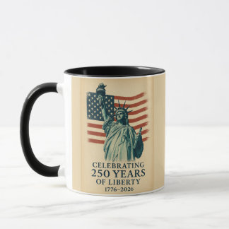 250 Anniversary Statue of Liberty Over Flag マグカップ