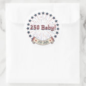 250 Baby America 250 Patriotic Fireworks Design ラウンドシール (バッグ)