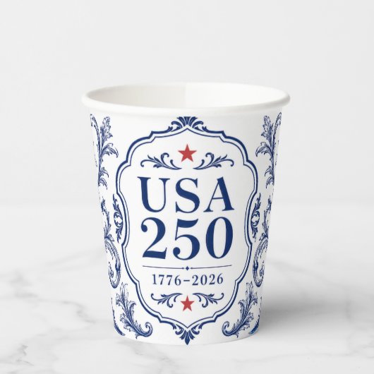 250 USAフラワー柄カップ 紙コップ (左)