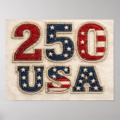 250 USA ビンテージ刺繍アートプリント ポスター (正面)