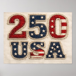 250 USA ビンテージ刺繍アートプリント ポスター