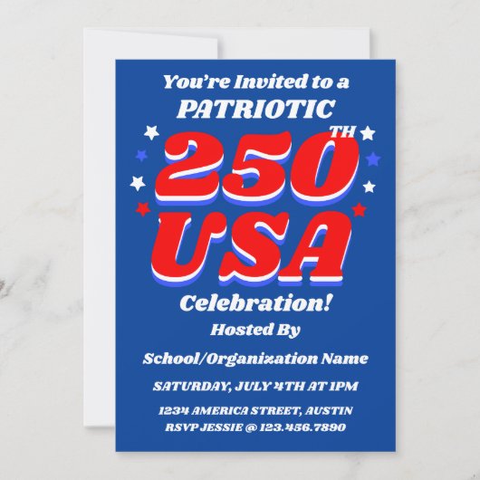 250 USA Celebration Editable Patriotic Invite 招待状 (正面)
