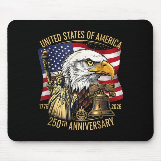 250 Years 1776-2026 250th Birthday Eagle Liberty B マウスパッド (正面)