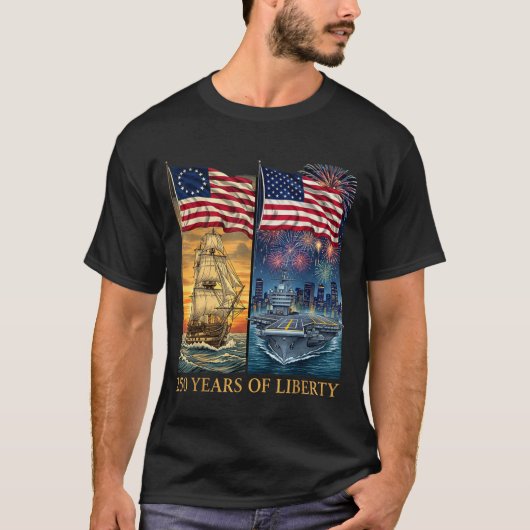 250 Years 1776-2026 250th Birthday Liberty Ships Tシャツ (正面)