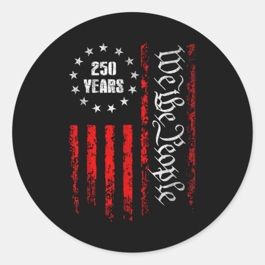 250 Years 1776-2026 250th Birthday Usa Patriotic 4 ラウンドシール (正面)