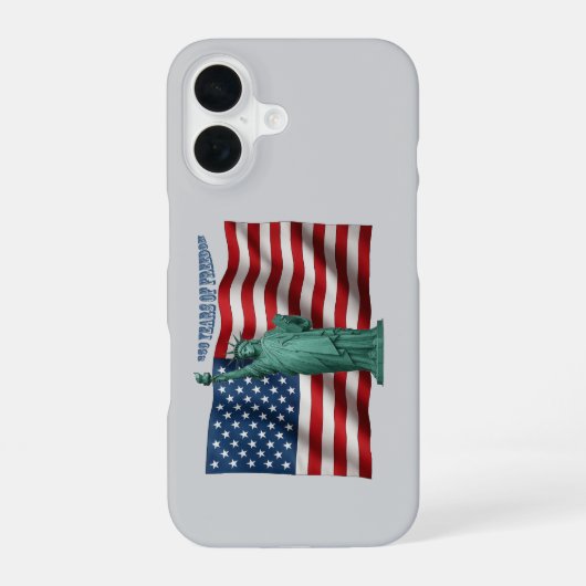 250 Years American Flag with the Statue of Liberty iPhone 16ケース (裏面)