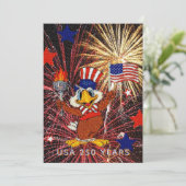 250 Years Cartoon Eagle USA Flag & Fireworks 招待状 (スタンド正面)