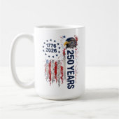 250 Years Celebration Grungy American Flag Eagle コーヒーマグカップ (左)