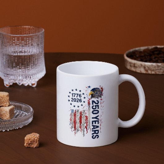 250 Years Celebration Grungy American Flag Eagle コーヒーマグカップ
