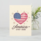 250 Years Flag Heart 1776 2026 250th 4th Of July 招待状 (スタンド正面)
