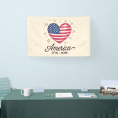 250 Years Flag Heart 1776 2026 250th 4th Of July 横断幕 (トレードショー)