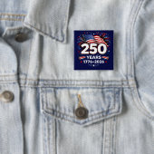 250 Years Independence Patriotic Fireworks Blue  缶バッジ (インサイチュ)