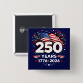 250 Years Independence Patriotic Fireworks Blue  缶バッジ (正面&裏面)