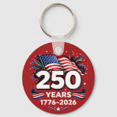 250 Years Independence Patriotic Fireworks Red キーホルダー (正面)