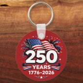 250 Years Independence Patriotic Fireworks Red キーホルダー (正面)