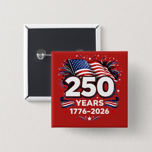 250 Years Independence Patriotic Fireworks Red 缶バッジ (正面&裏面)