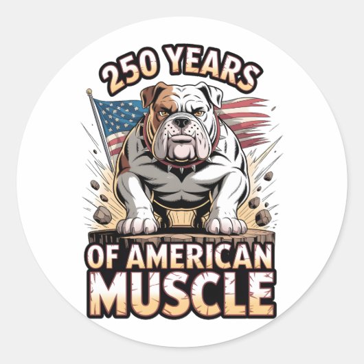 250 Years of American Muscle Bulldog ラウンドシール (正面)