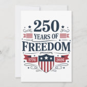 250 Years Of Freedom 1776 2026 250th 4th Of July 案内状 (正面)