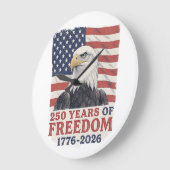 250 Years of Freedom 1776-2026 American Eagle Flag ラージ壁時計 (傾斜)