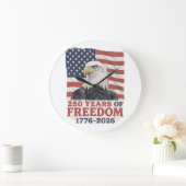250 Years of Freedom 1776-2026 American Eagle Flag ラージ壁時計 (ホーム)