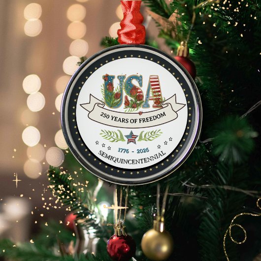 250 Years of Freedom Botanical USA Silver  メタルオーナメント