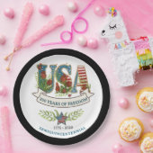 250 Years of Freedom Chic Patriotic Black Border ペーパープレート (パーティー)