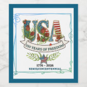 250 Years of Freedom Elegant Botanical Wine Bottle ワインラベル (シングルラベル)