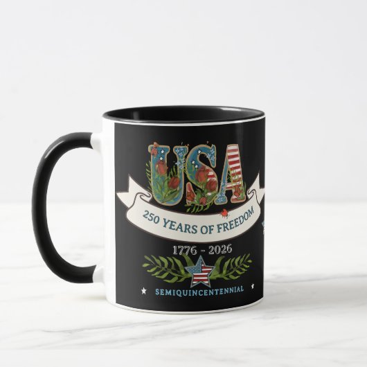 250 Years of Freedom Elegant Patriotic Black マグカップ (左)