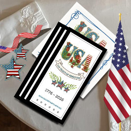 250 Years of Freedom Elegant Patriotic Black Guest