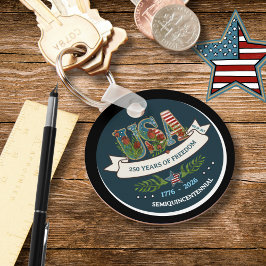 250 Years of Freedom Elegant Patriotic Blue キーホルダー