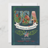 250 Years of Freedom Elegant Patriotic Blue 招待状 (正面)