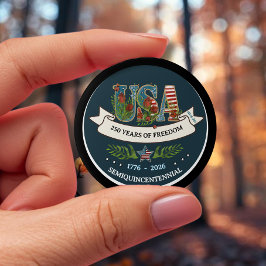 250 Years of Freedom Elegant Patriotic Blue 缶バッジ