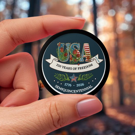 250 Years of Freedom Elegant Patriotic  Blue 缶バッジ