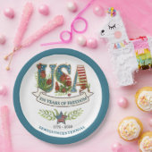 250 Years of Freedom Elegant Patriotic Blue Border ペーパープレート (パーティー)