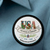 250 Years of Freedom Elegant Patriotic Star Border 缶バッジ