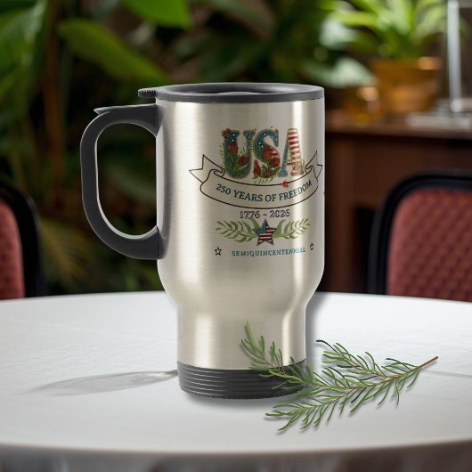 250 Years of Freedom Elegant Patriotic Travel Mug トラベルマグ