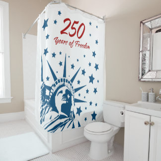 250 Years of Freedom Happy Birthday USA Patriotic  シャワーカーテン