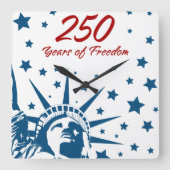 250 Years of Freedom Happy Birthday USA Patriotic  スクエア壁時計 (正面)