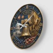 250 Years of Freedom Liberty Bell Bald Eagle & U.S ラージ壁時計 (傾斜)