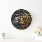 250 Years of Freedom Liberty Bell Bald Eagle & U.S ラージ壁時計 (ホーム)