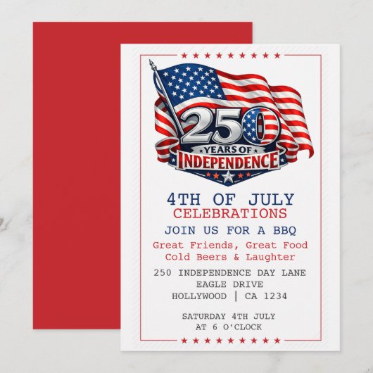250 Years of Independence 4th of July Party 招待状 (正面/裏面)