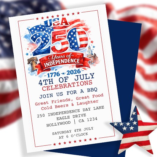 250 Years of Independence 4th of July Party 招待状