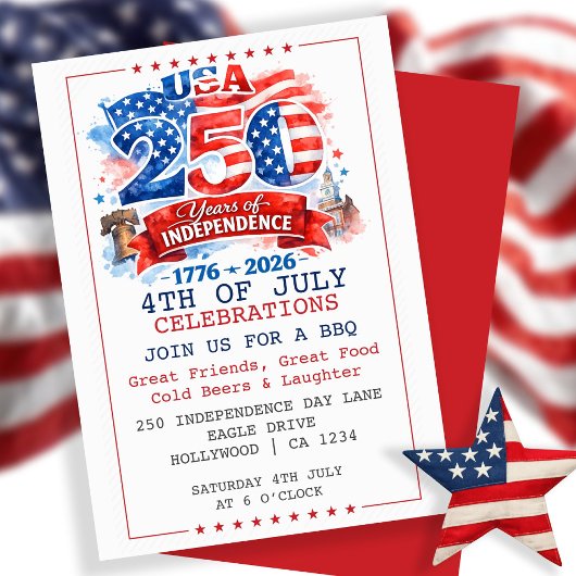 250 Years of Independence 4th of July Party 招待状