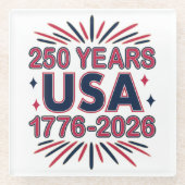 250 Years USA | 1776–2026 Semiquincentennial ガラスコースター (正面)
