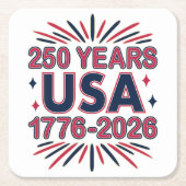 250 Years USA | 1776–2026 Semiquincentennial スクエアペーパーコースター (正面)