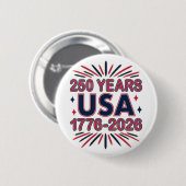 250 Years USA | 1776–2026 Semiquincentennial 缶バッジ (正面&裏面)